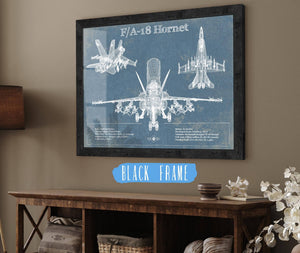20" x 16" / Black Frame Cutler West F/A-18 Hornet Blueprint Original Military Wall Art