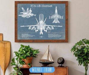 20" x 16" / Walnut Frame Cutler West F/A-18 Hornet Blueprint Original Military Wall Art