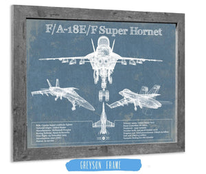 14" x 11" / Greyson Frame Cutler West F/A-18F Super Hornet Patent Blueprint Original Military Wall Art