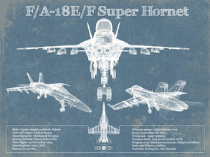 14" x 11" / Unframed Cutler West F/A-18F Super Hornet Patent Blueprint Original Military Wall Art