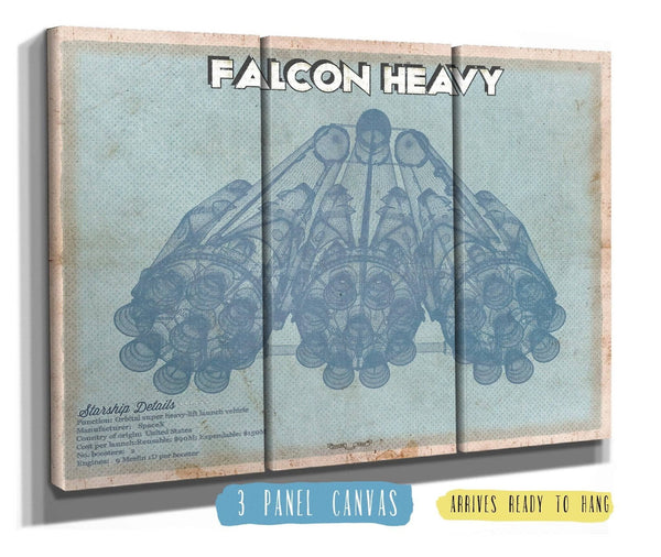 36" x 24" / 3 Panel Canvas Wrap Cutler West Falcon Heavy Vintage Space Exploration Print
