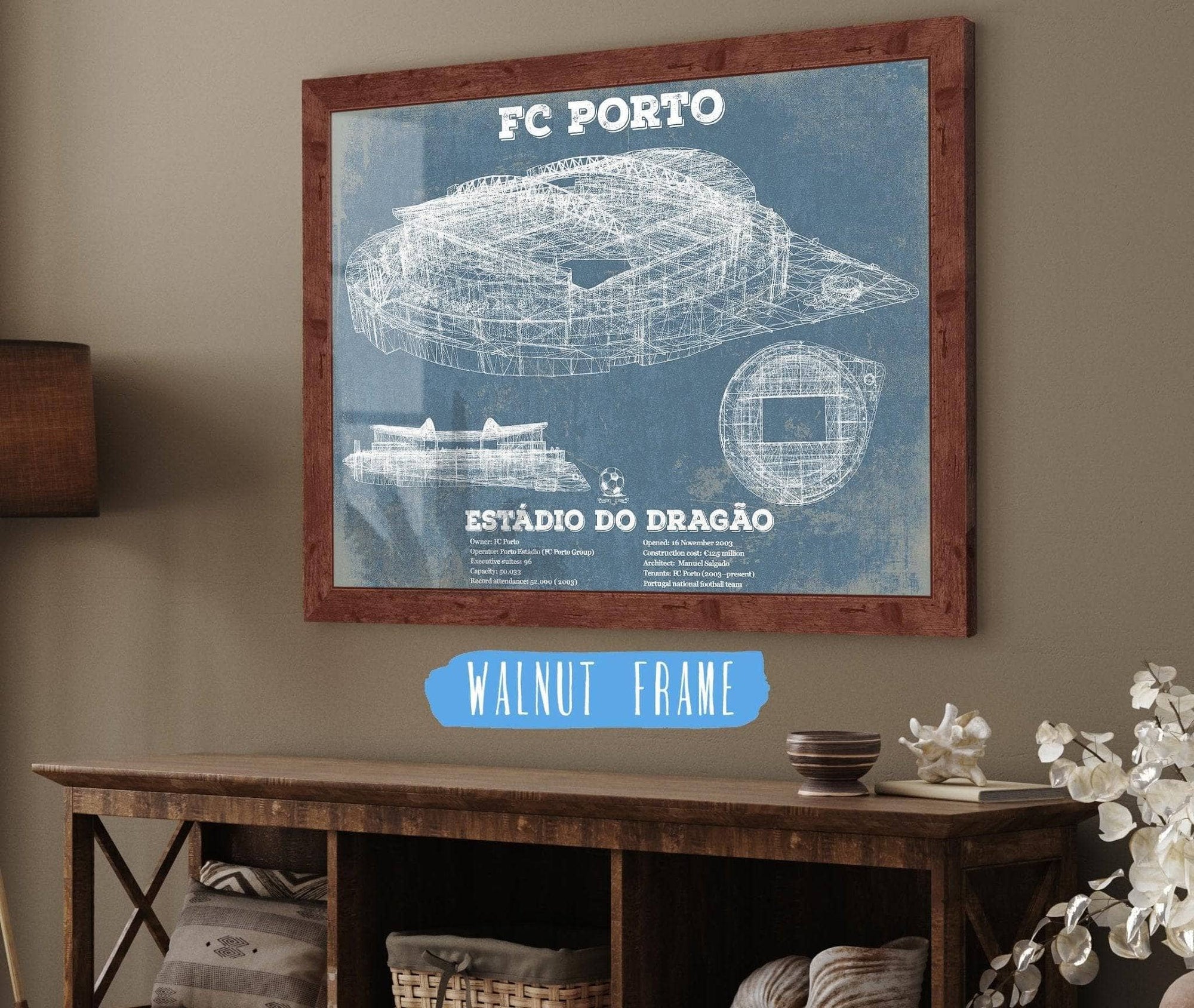 Cutler West Soccer Collection F.C. Porto Estadio Do Dragao Stadium Blueprint Vintage Soccer Print
