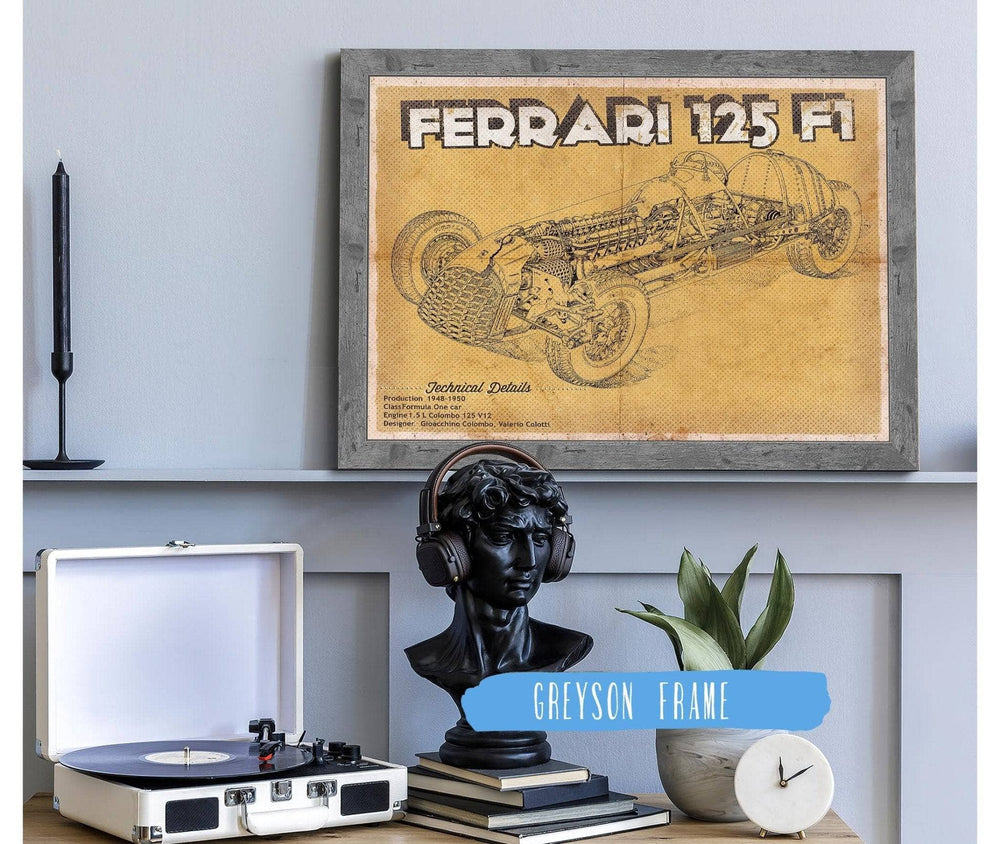 14" x 11" / Stretched Canvas Wrap Cutler West Ferrari 125 F1 Formula One Race Car Print