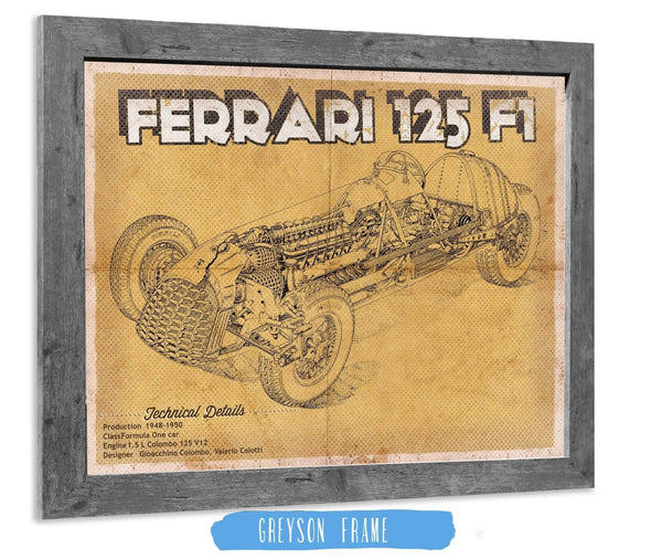 14" x 11" / Greyson Frame Cutler West Ferrari 125 F1 Formula One Race Car Print