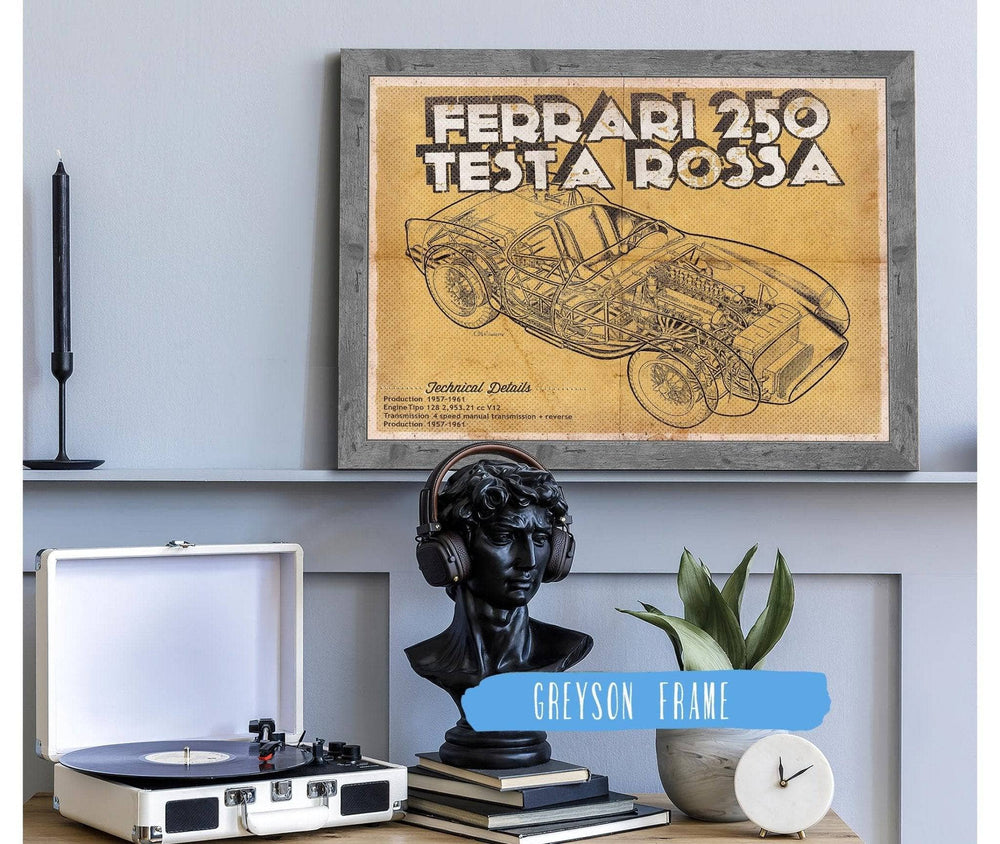 14" x 11" / Stretched Canvas Wrap Cutler West Ferrari 250 Testa Rossa Racing Sports Car Print