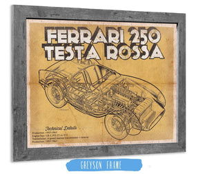 14" x 11" / Greyson Frame Cutler West Ferrari 250 Testa Rossa Racing Sports Car Print