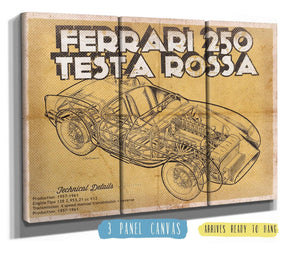 36" x 24" / 3 Panel Canvas Wrap Cutler West Ferrari 250 Testa Rossa Racing Sports Car Print