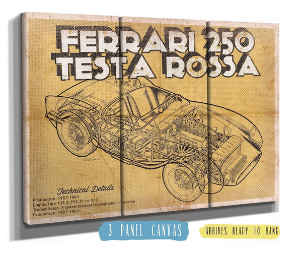 36" x 24" / 3 Panel Canvas Wrap Cutler West Ferrari 250 Testa Rossa Racing Sports Car Print