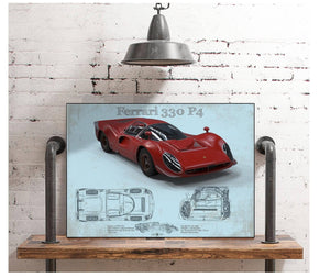 Cutler West Ferrari 330 P4 Vintage Sports Car Print