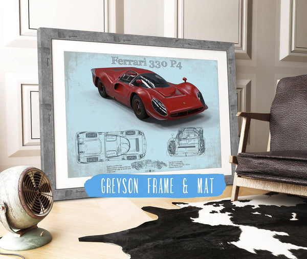 14" x 11" / Greyson Frame & Mat Cutler West Ferrari 330 P4 Vintage Sports Car Print