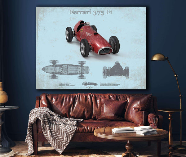 Cutler West Ferrari 375 Formula One Blueprint Vintage Auto Print