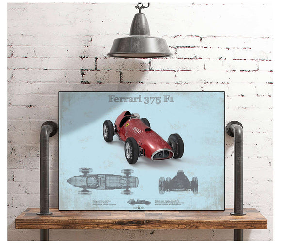 Cutler West Ferrari 375 Formula One Blueprint Vintage Auto Print