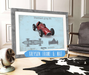 14" x 11" / Greyson Frame & Mat Cutler West Ferrari 375 Formula One Blueprint Vintage Auto Print