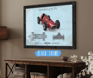 20" x 16" / Black Frame Cutler West Ferrari 375 Formula One Blueprint Vintage Auto Print