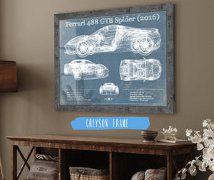 Cutler West Ferrari 488 GTB Spider (2016) Blueprint Vintage Auto Print