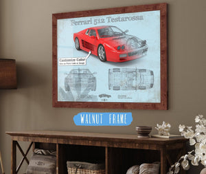 Cutler West Ferrari 512 Testarossa Blueprint Vintage Auto Print