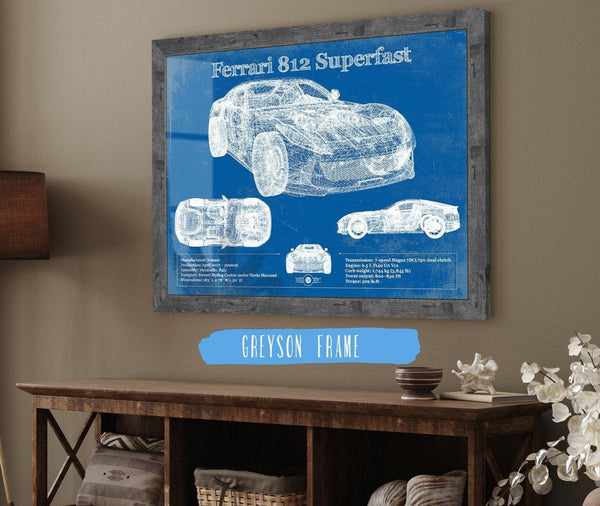 Cutler West Ferrari 812 Superfast Blueprint Vintage Auto Print