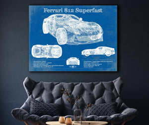 Cutler West Ferrari 812 Superfast Blueprint Vintage Auto Print