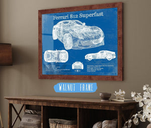 Cutler West Ferrari 812 Superfast Blueprint Vintage Auto Print