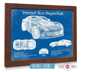 Cutler West Ferrari 812 Superfast Blueprint Vintage Auto Print