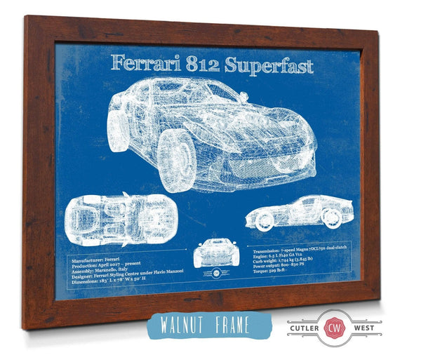 Cutler West Ferrari 812 Superfast Blueprint Vintage Auto Print