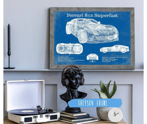Cutler West Ferrari 812 Superfast Blueprint Vintage Auto Print