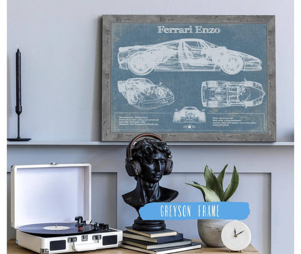Cutler West Ferrari Enzo Blueprint Vintage Auto Print