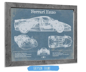 14" x 11" / Greyson Frame Cutler West Ferrari Enzo Blueprint Vintage Auto Print