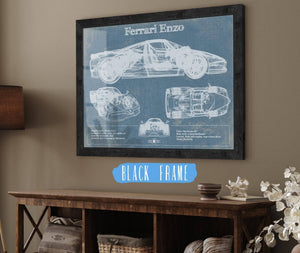 20" x 16" / Black Frame Cutler West Ferrari Enzo Blueprint Vintage Auto Print