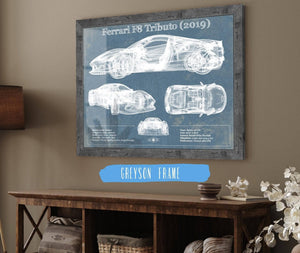Cutler West Ferrari F8 Tributo (2019) Blueprint Vintage Auto Print