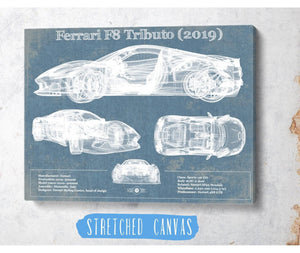 Cutler West Ferrari F8 Tributo (2019) Blueprint Vintage Auto Print