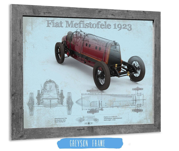 14" x 11" / Greyson Frame Cutler West Fiat Mephistopheles Blueprint Vintage Auto Print