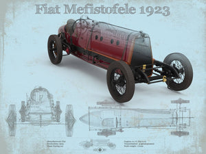 14" x 11" / Unframed Cutler West Fiat Mephistopheles Blueprint Vintage Auto Print