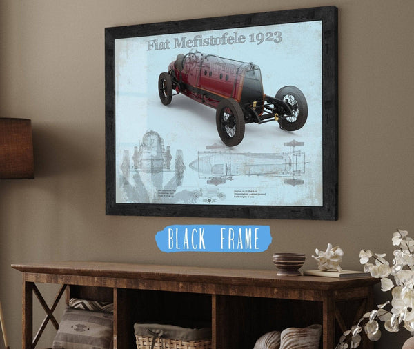 20" x 16" / Black Frame Cutler West Fiat Mephistopheles Blueprint Vintage Auto Print