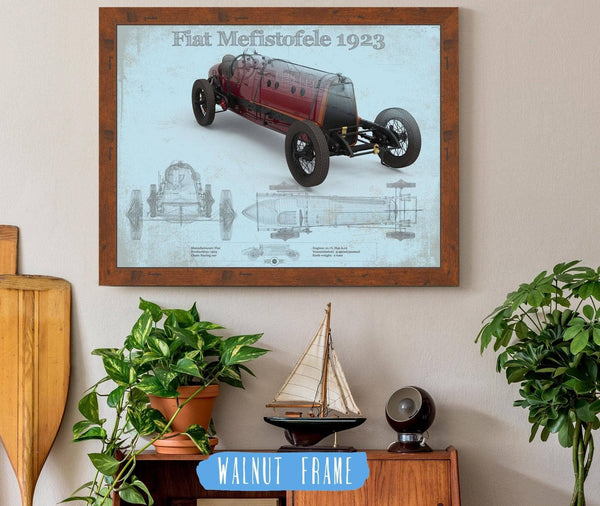 20" x 16" / Walnut Frame Cutler West Fiat Mephistopheles Blueprint Vintage Auto Print