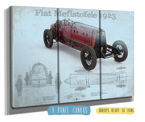 36" x 24" / 3 Panel Canvas Wrap Cutler West Fiat Mephistopheles Blueprint Vintage Auto Print