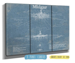 36" x 24" / 3 Panel Canvas Wrap Cutler West Final Fantasy Midgar Blueprint