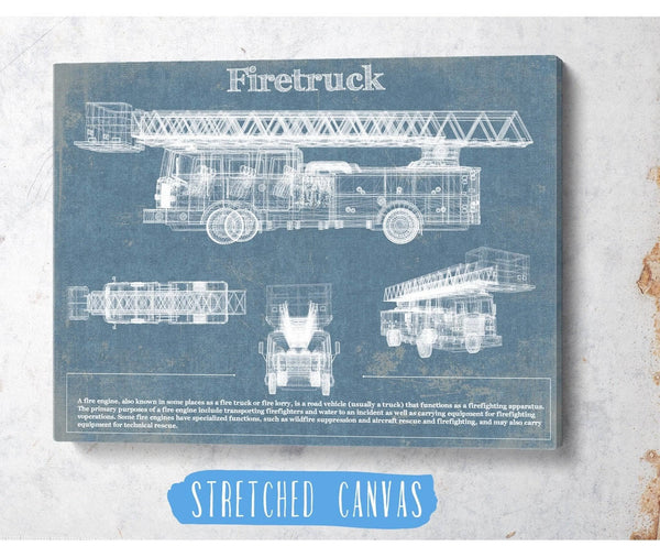 Cutler West Fire Truck Vintage Blueprint Auto Print