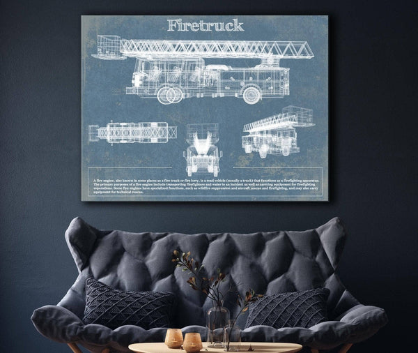 Cutler West Fire Truck Vintage Blueprint Auto Print