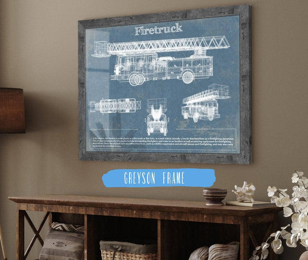 Cutler West Fire Truck Vintage Blueprint Auto Print