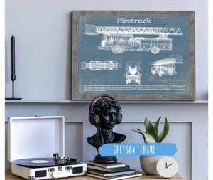 Cutler West Fire Truck Vintage Blueprint Auto Print