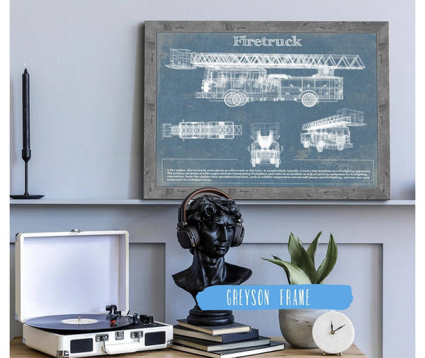 Cutler West Fire Truck Vintage Blueprint Auto Print