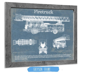 14" x 11" / Greyson Frame Cutler West Fire Truck Vintage Blueprint Auto Print