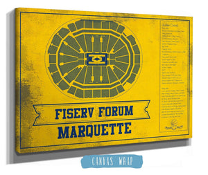 Cutler West Fiserv Forum Marquette Golden Eagles Team Colors NCAA Vintage Art Print