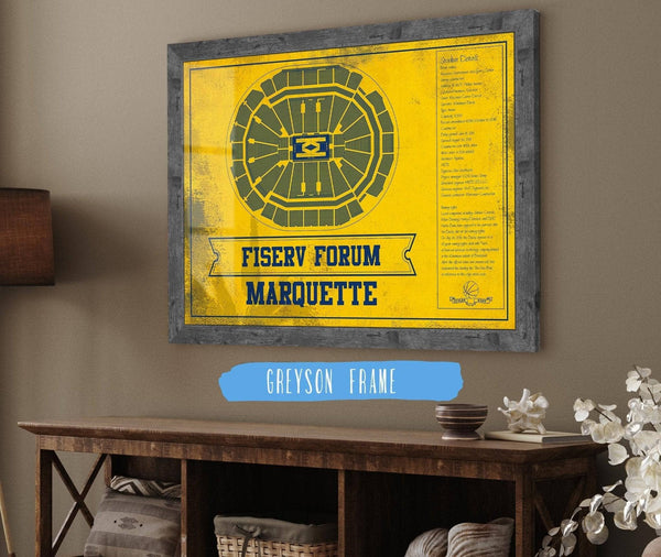 Cutler West Fiserv Forum Marquette Golden Eagles Team Colors NCAA Vintage Art Print