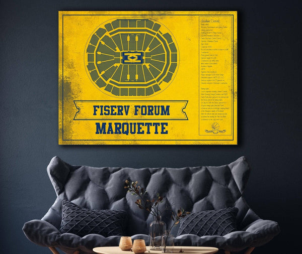 Cutler West Fiserv Forum Marquette Golden Eagles Team Colors NCAA Vintage Art Print