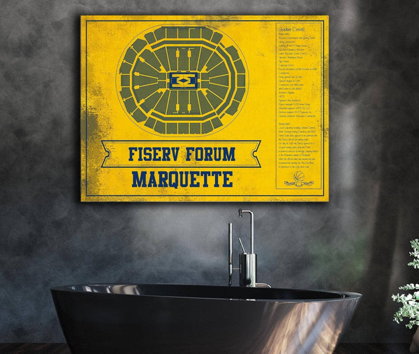 Cutler West Fiserv Forum Marquette Golden Eagles Team Colors NCAA Vintage Art Print