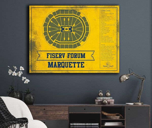 Cutler West Fiserv Forum Marquette Golden Eagles Team Colors NCAA Vintage Art Print