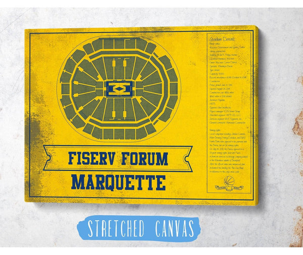 Cutler West Fiserv Forum Marquette Golden Eagles Team Colors NCAA Vintage Art Print