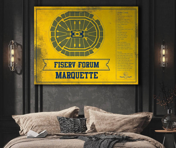 Cutler West Fiserv Forum Marquette Golden Eagles Team Colors NCAA Vintage Art Print
